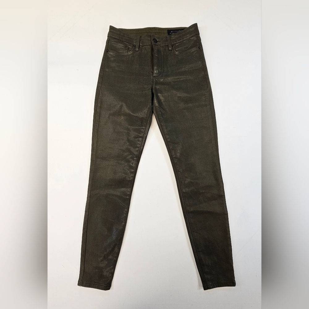 All Saints Low Rise Leathery Look Skinny Jeans Size 27 Waist